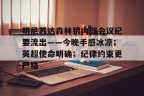 多米APP下载-明尼苏达森林狼内部会议纪要流出——今晚手感冰凉；英超使命明确；纪律约束更严格的简单介绍